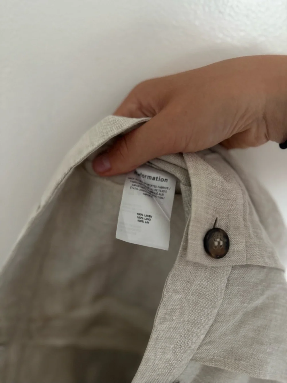 Reformation Pants Mason Pleated Trouser in Oatmeal Cream